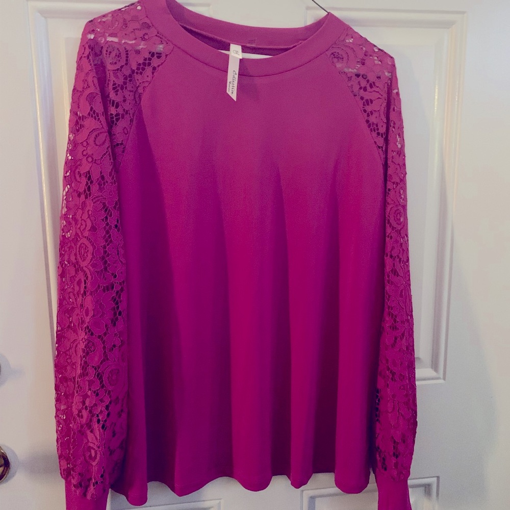 NY Collection xl lace sleeves top
